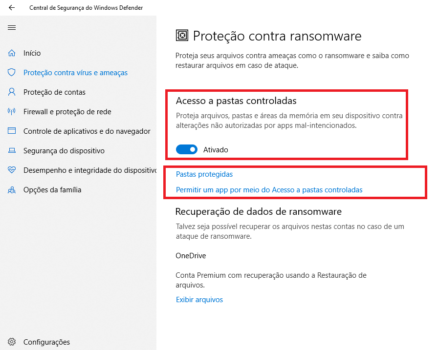 Como ativar a proteção contra ransomware no Windows 10 01