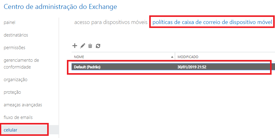 Políticas de segurança para dispositivos móveis no Exchange Online (Office 365) 01