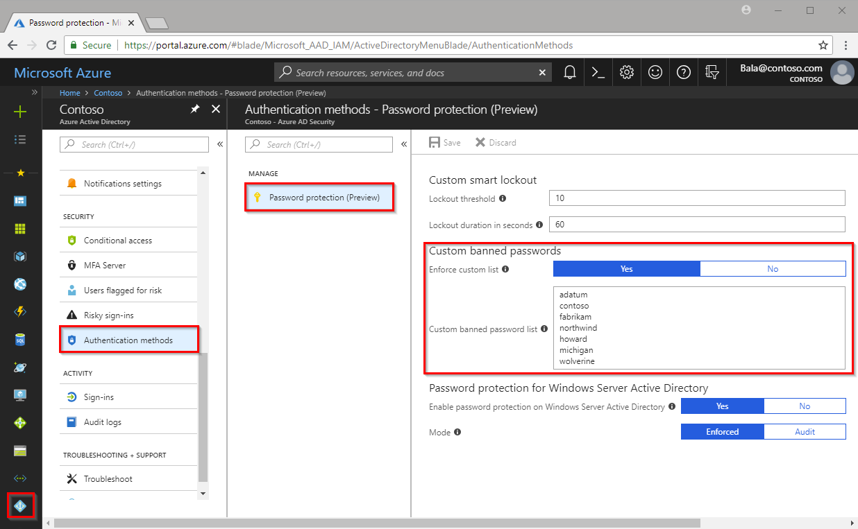 Como adicionar uma lista de senhas proibidas no Azure Active Directory