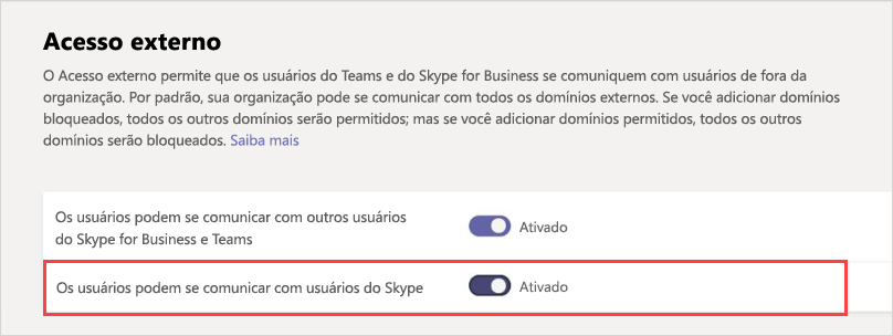 Como permitir a comunicação do Microsoft Teams com o Skype 2