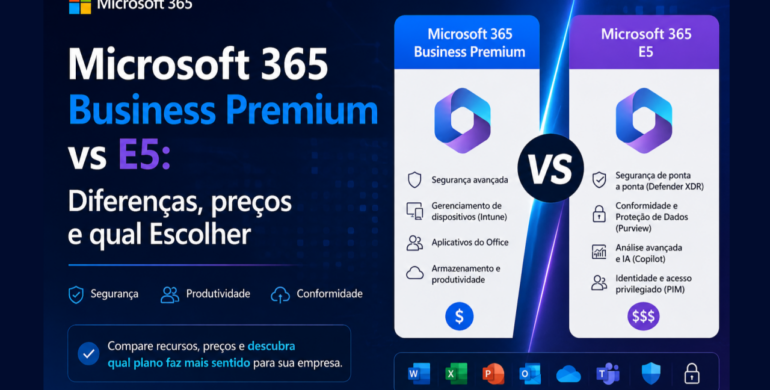 Microsoft 365 Business Premium vs E5: Diferenças, preços e qual escolher